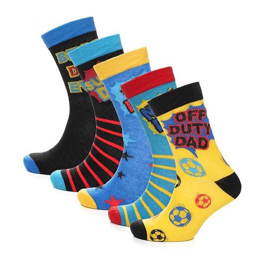 5 Pack Mens Cotton Rich Novelty Dad Socks Colourful Breathable Fun Gift for Fathers Day & Birthdays By Sock Stack