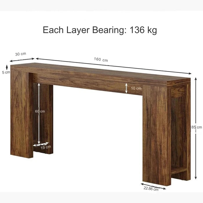 160cm Rustic Farmhouse Console Table - Entryway & Sofa Table with Storage