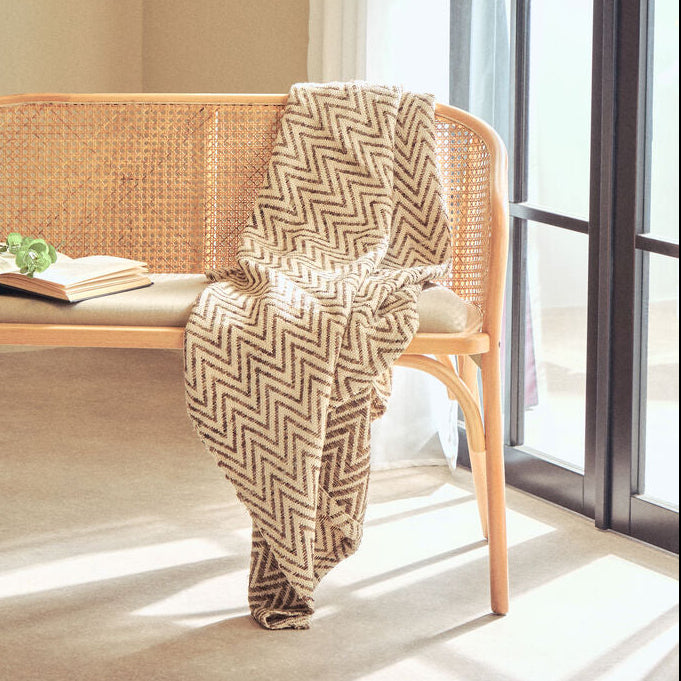 Bosie Chevron Beige Woven Throw
