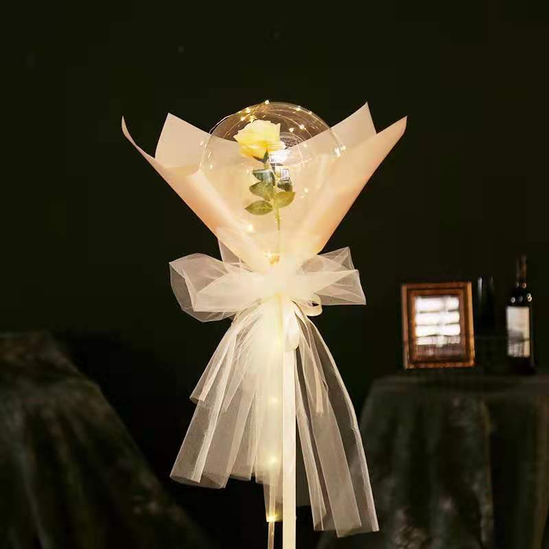 Glowing Ball For Girlfriends With A Rose In A Balloon