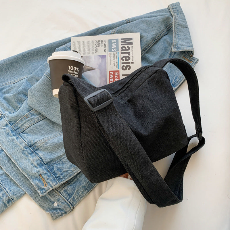 Candy-colored Canvas Women's Artistic Simple Casual One-shoulder Crossbody Portable Big Cloth Bag