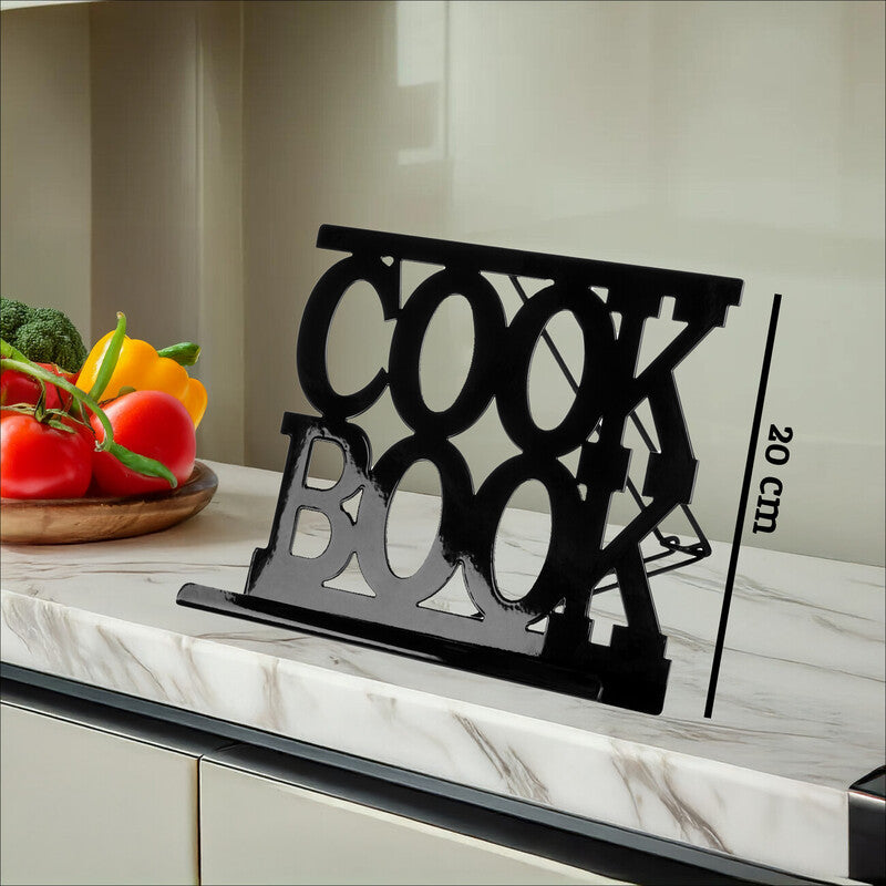 Alpha Black Enamel Metal Cookbook  Stand with Adjustable Support