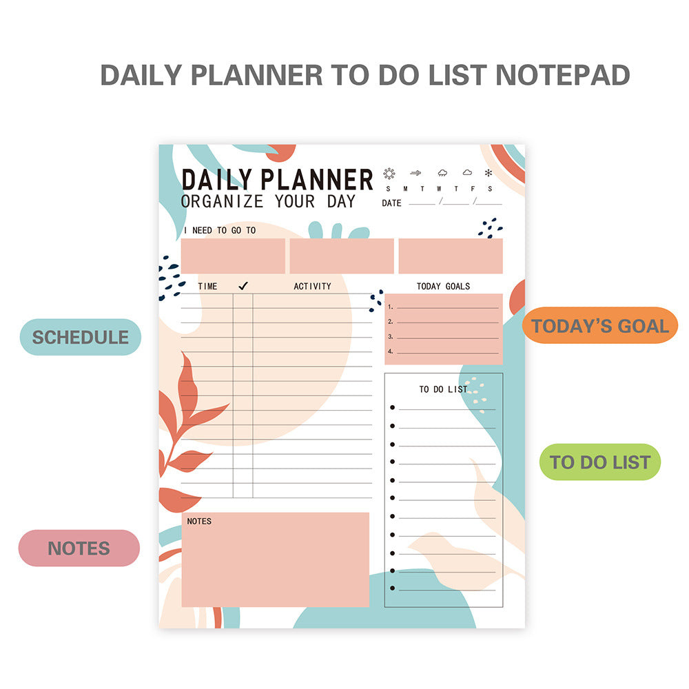 Daily, Weekly, Monthly Tear-Off Simple & Disciplined Planner For Time Management And Notes