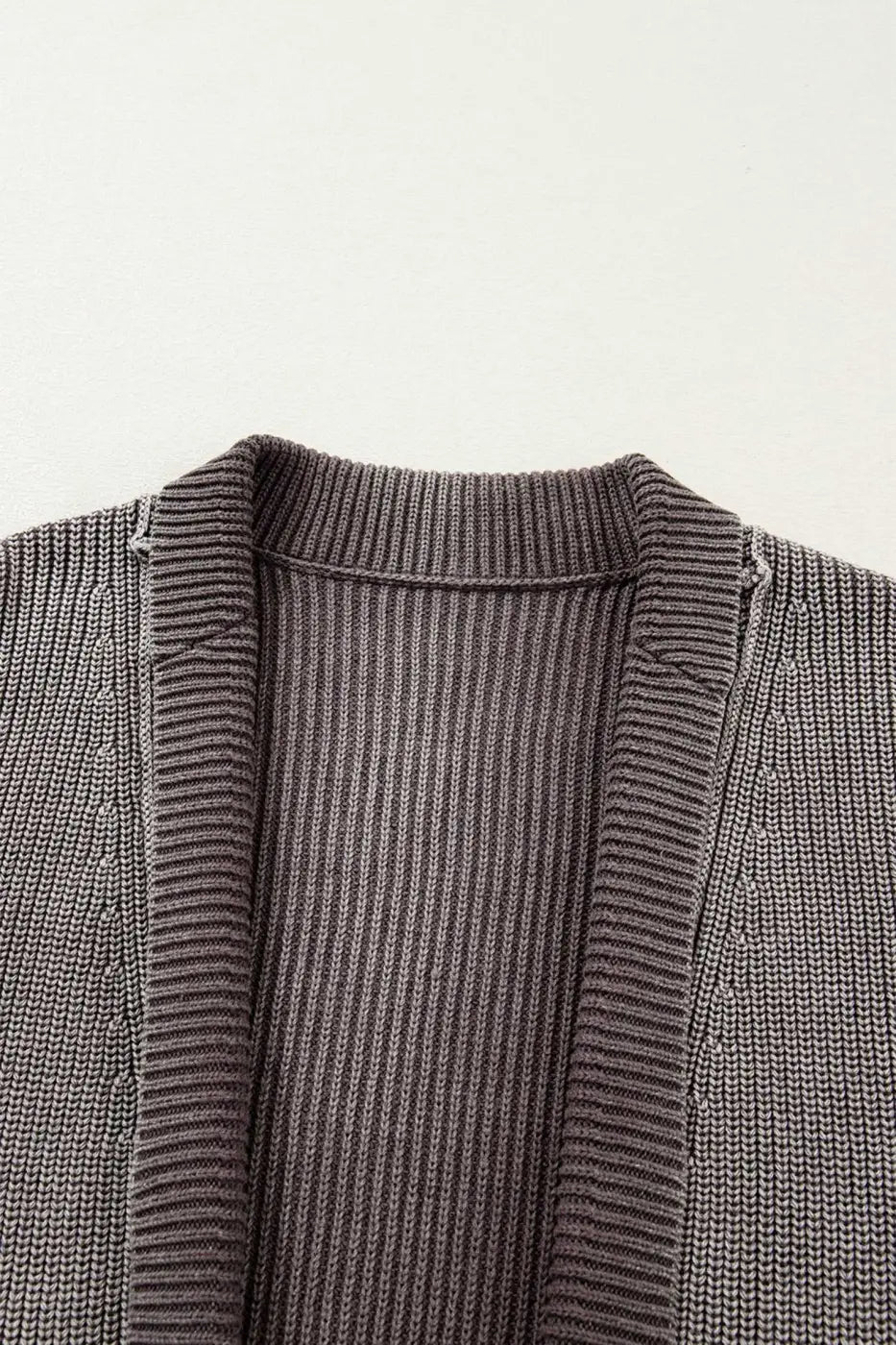 Stonewash Patchwork Knit Open Cardigan Women UK