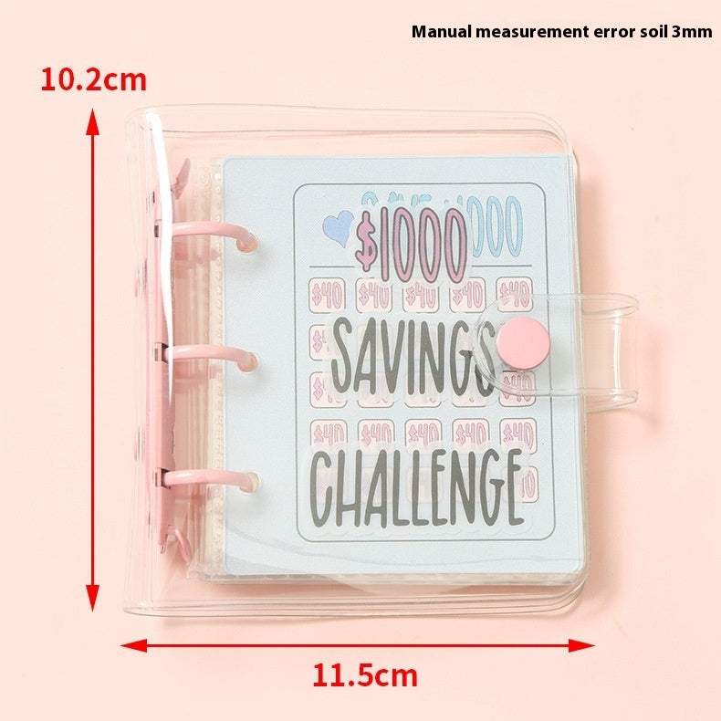 In Stock PVC3 Hole Mini Money Saving Challenge Loose-leaf Binder With Envelope SavingBinder Savings Storage Storage Book