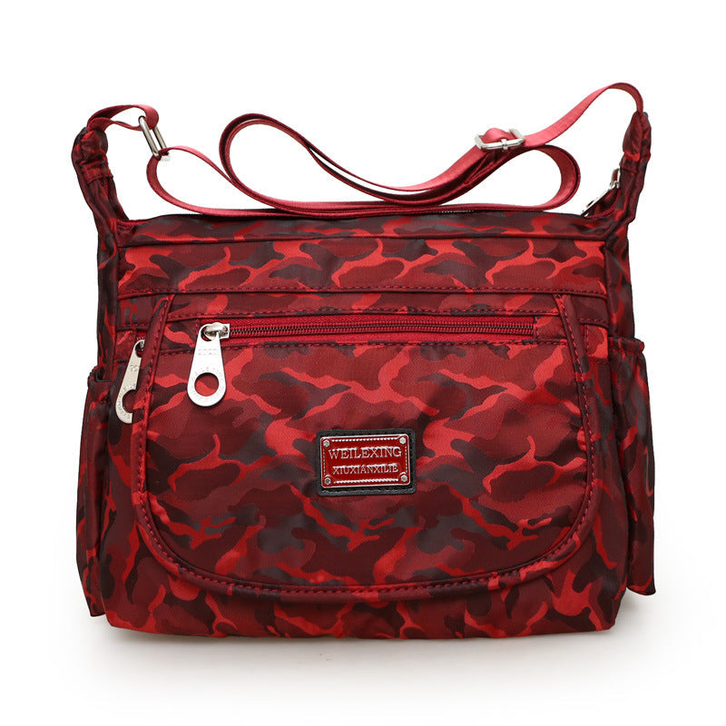 Casual Waterproof Nylon Printed Middle-Aged and Elderly Shoulder Bag Simple Cloth Bag Messenger Bag
