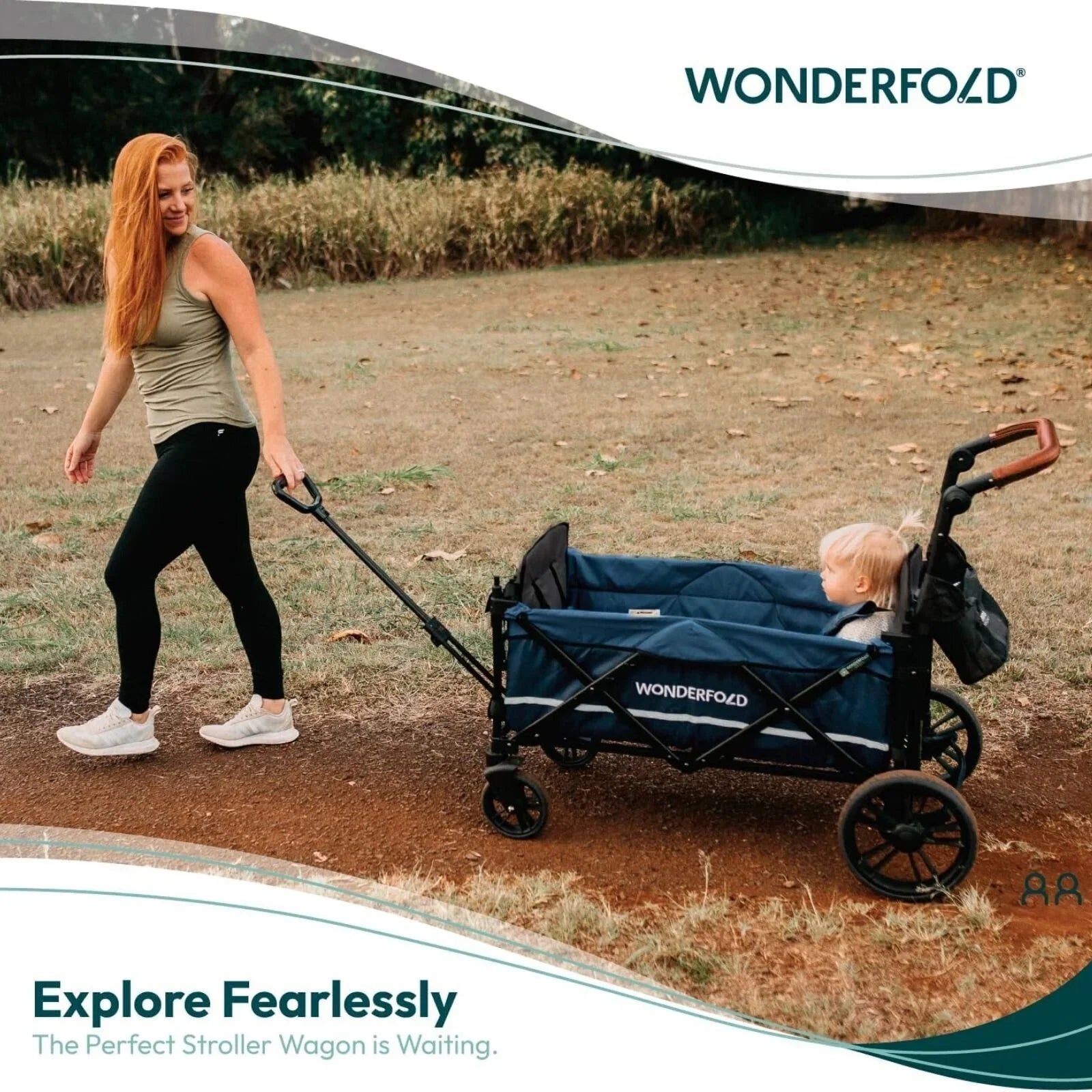Wonderfold X4R Push and Pull Quad Stroller Wagon - Black
