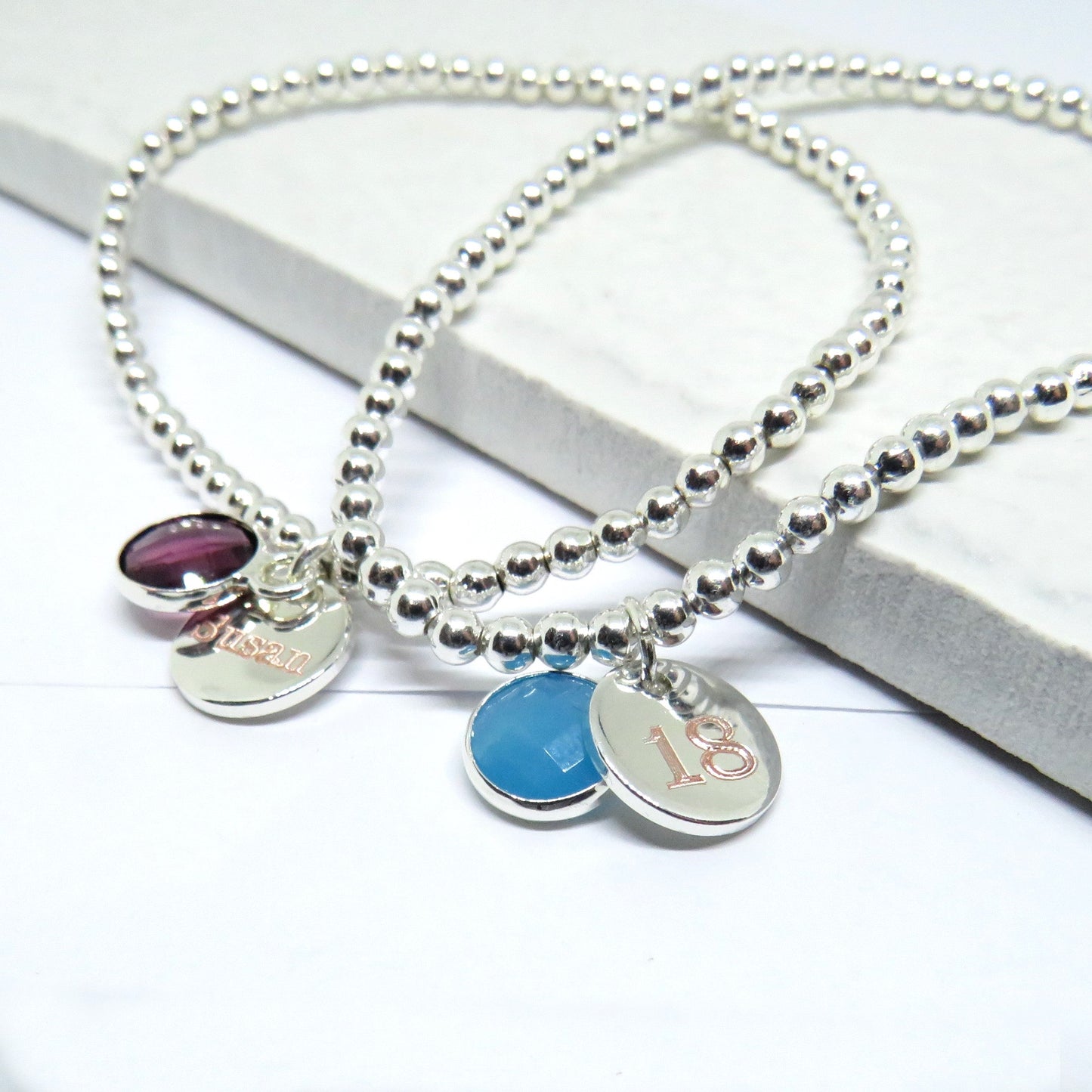 Personalised Beaded Birthstone Charm Bracelet