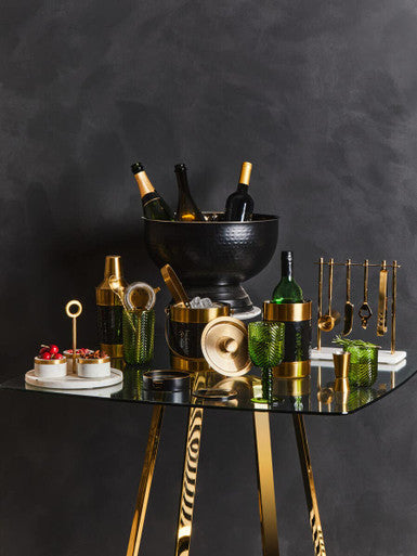 Omari Marble And Gold Finish Bar Tool Stand