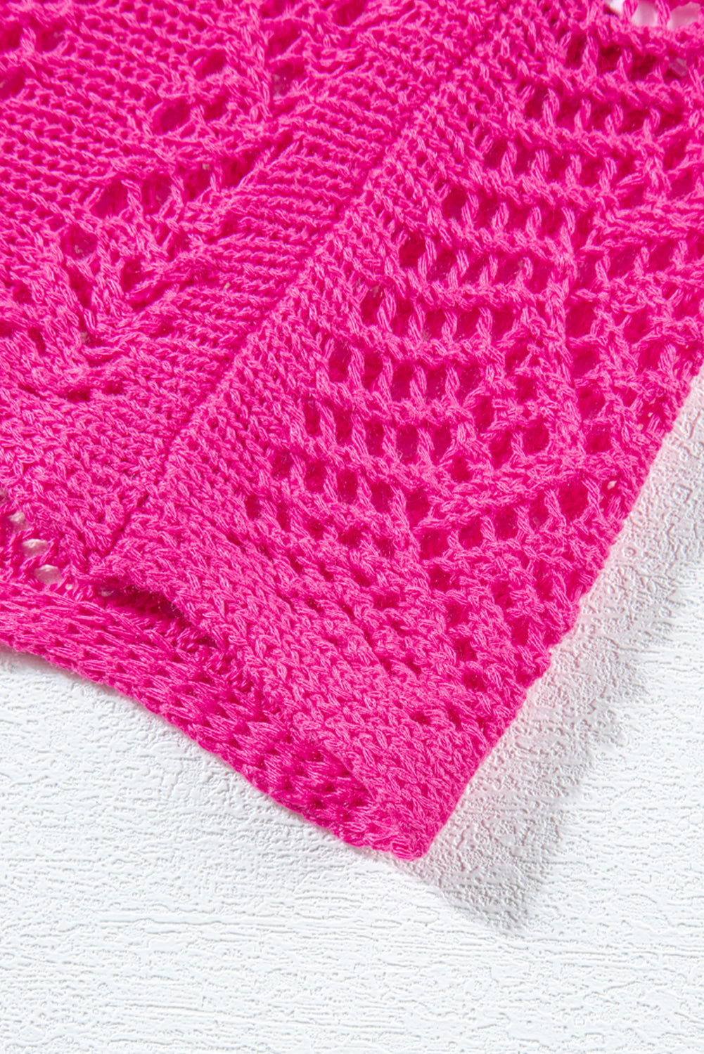 Pink Pointelle Knit Top Women UK | Scalloped Short Sleeve
