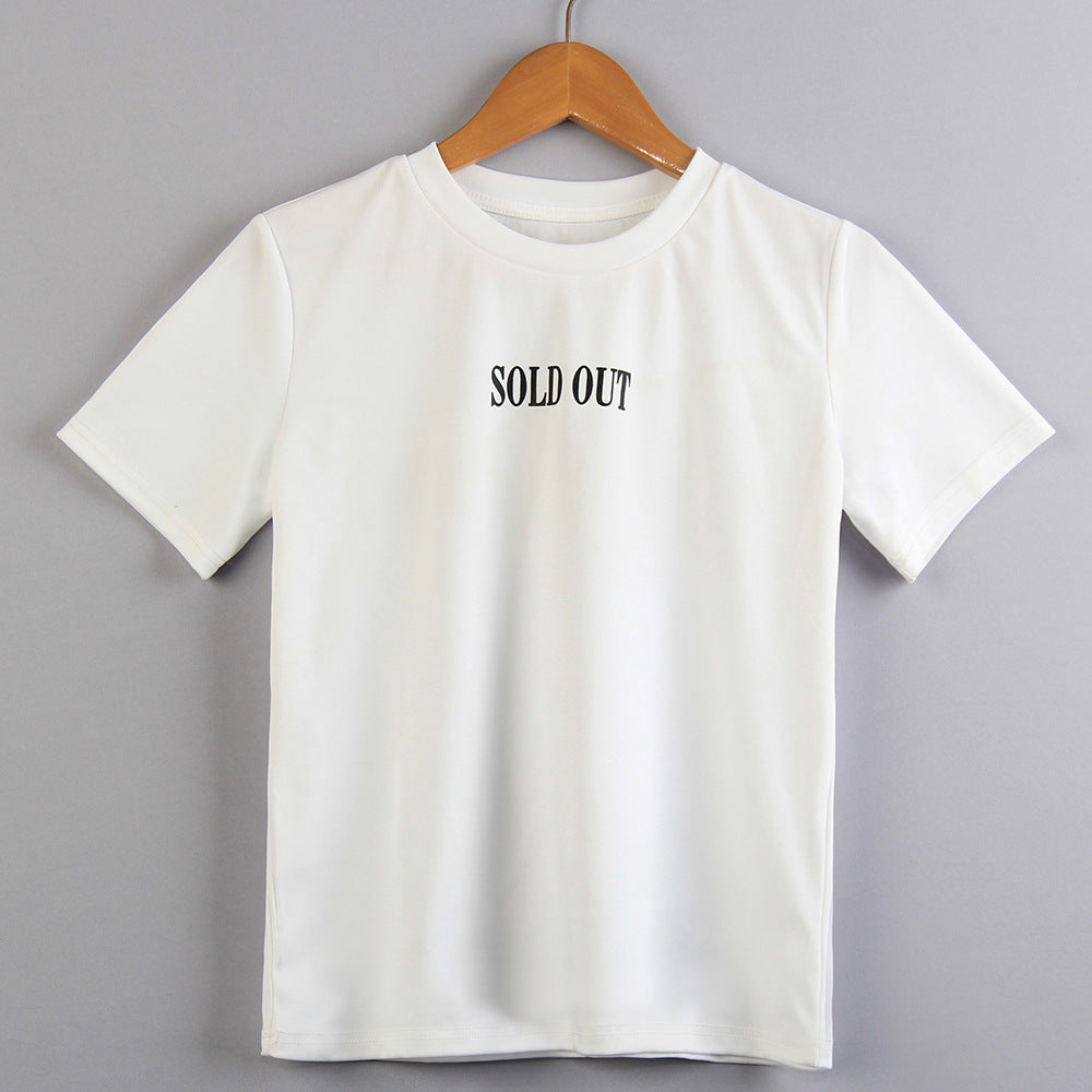 Women's Round Neck Letter T Shirt