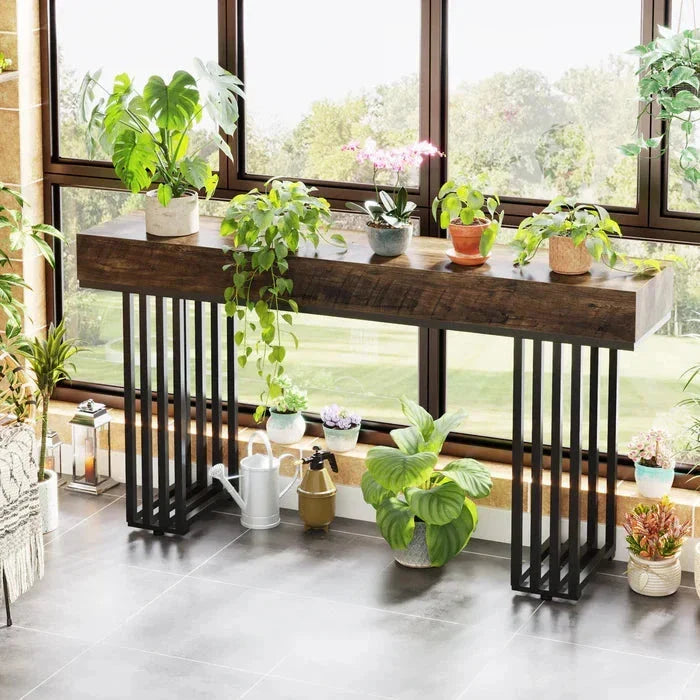 140cm Console Table, Modern Entryway Table with Metal Legs