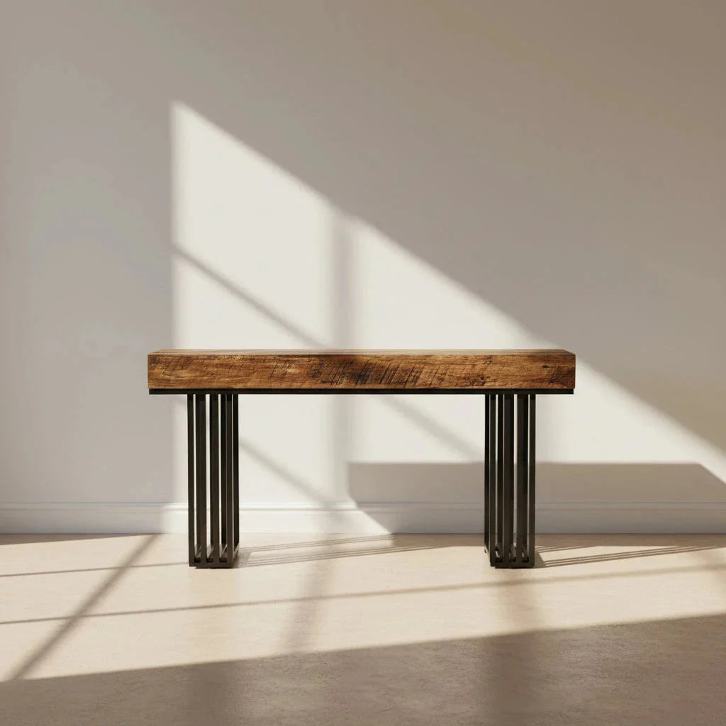 140cm Console Table, Modern Entryway Table with Metal Legs
