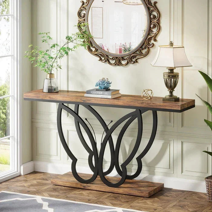 140cm Console Table Sofa Table with Butterfly Metal Frame