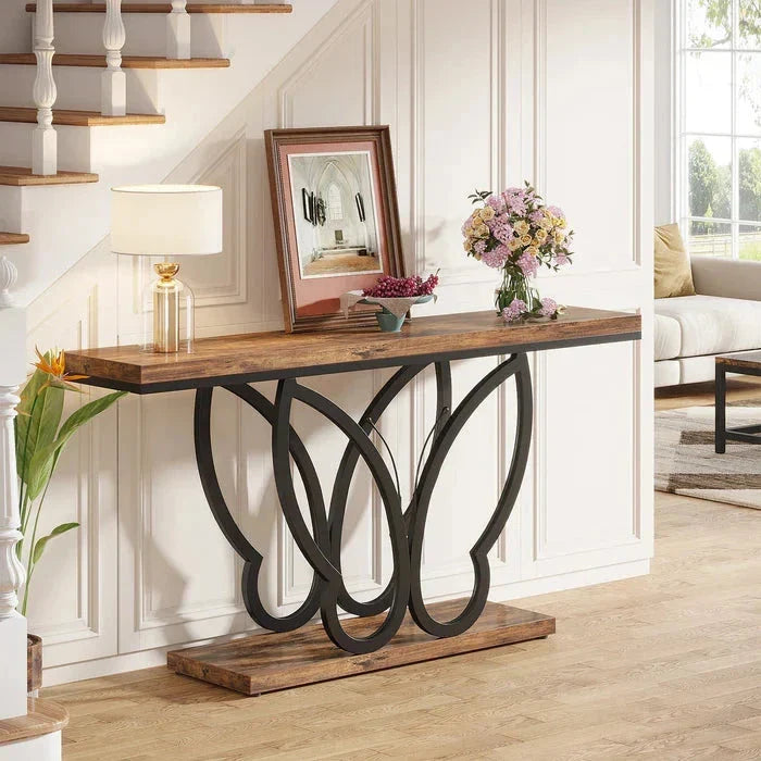 140cm Console Table Sofa Table with Butterfly Metal Frame