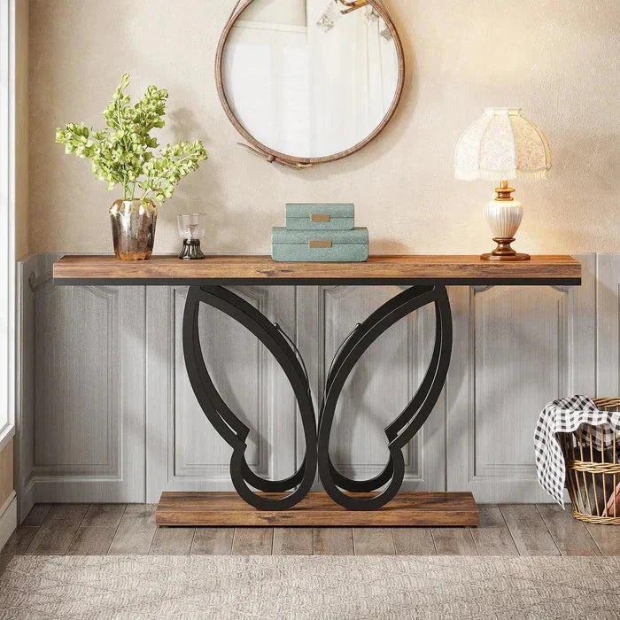 140cm Console Table Sofa Table with Butterfly Metal Frame