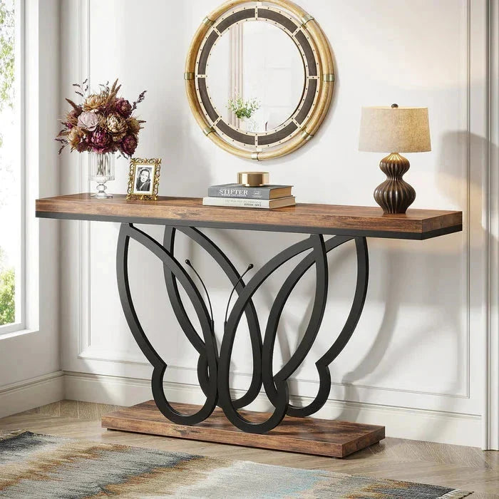 140cm Console Table Sofa Table with Butterfly Metal Frame