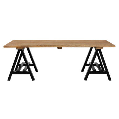Natural Rectangular Pine Wood Coffee Table with Black Metal A-Frame Legs, Hampstead