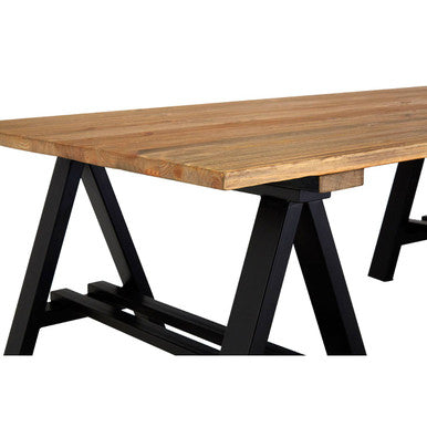Natural Rectangular Pine Wood Coffee Table with Black Metal A-Frame Legs, Hampstead