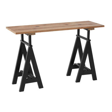 Natural Pine Wood Top Console Table with Black Metal Frame, Hampstead