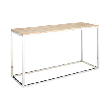 Natural Oak Wood Top Console Table with Stainless Steel Frame, Hampstead