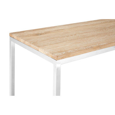 Natural Oak Wood Top Console Table with Stainless Steel Frame, Hampstead