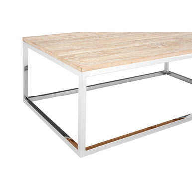 Natural Rectangular Coffee Table with Oak Wood Top, Hampstead