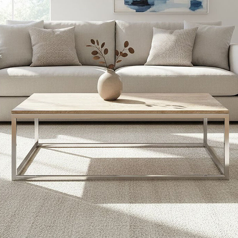Natural Rectangular Coffee Table with Oak Wood Top, Hampstead