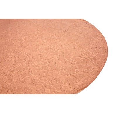 Gold Copper Finish Metal Top Side Table with Natural Wooden Legs, Boho