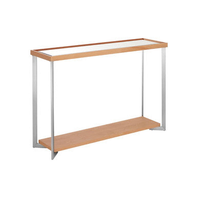 Mirrored Top Console Table with Open Storage Shelf and Silver Metal Frame, Kensington Townhouse