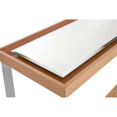 Mirrored Top Console Table with Open Storage Shelf and Silver Metal Frame, Kensington Townhouse