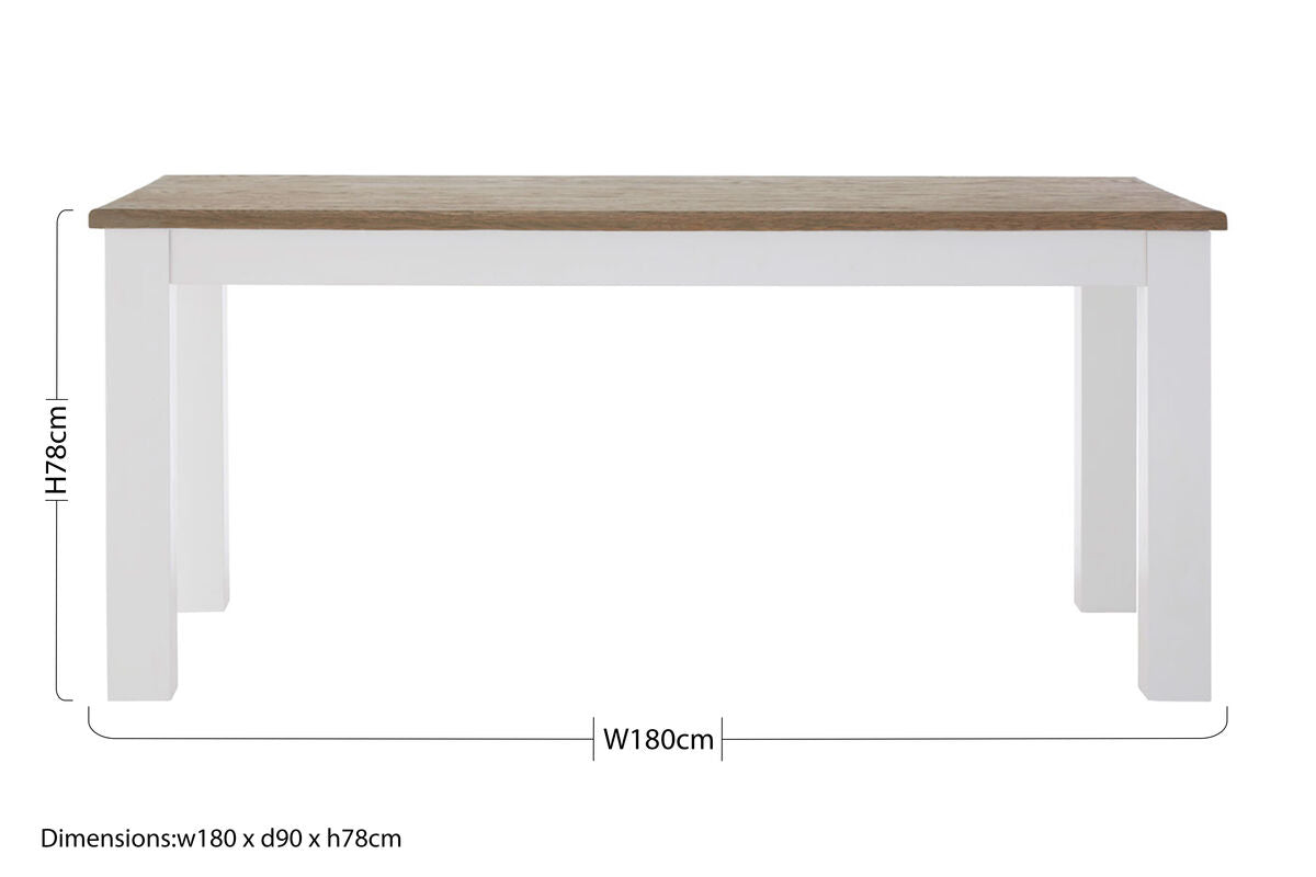 White Dining Table with Golden Oak Effect Tabletop, Hampstead