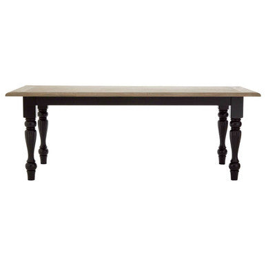 Natural Oak Veneer Wooden Dining Table with Black Carved Birchwood Legs, Kensington Townhouse