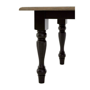 Natural Oak Veneer Wooden Dining Table with Black Carved Birchwood Legs, Kensington Townhouse