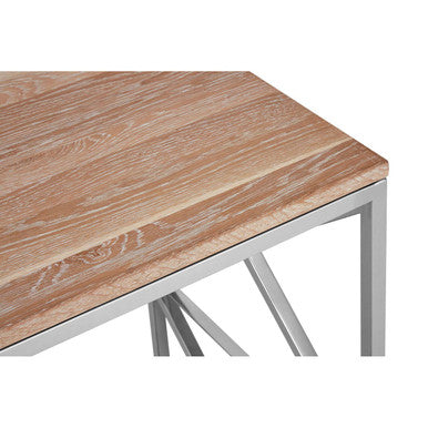 Natural Oak Wood Square Side Table with Metal Frame, Chiswick