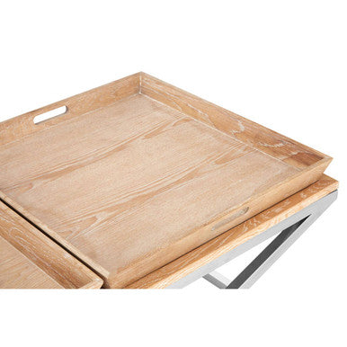 Silver Oak Wood Coffee Table with 2 Removable Tray Tops, Holland Park