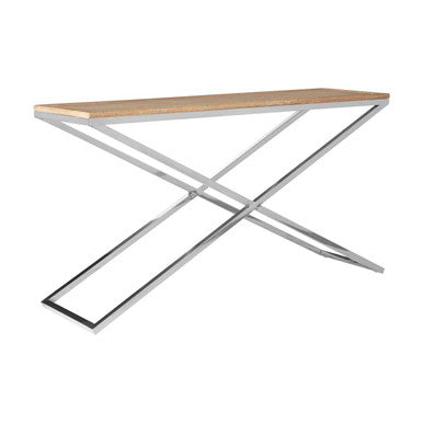 Silver and Natural Console Table with Metal Frame, Holland Park