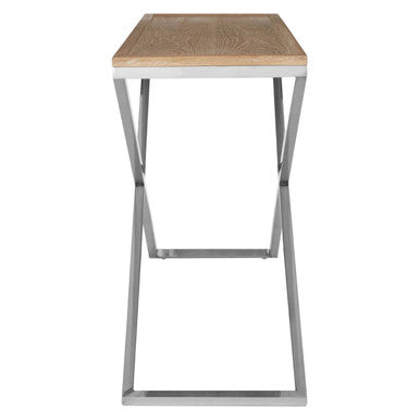 Silver and Natural Console Table with Metal Frame, Holland Park