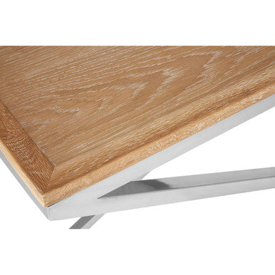 Silver and Natural Console Table with Metal Frame, Holland Park