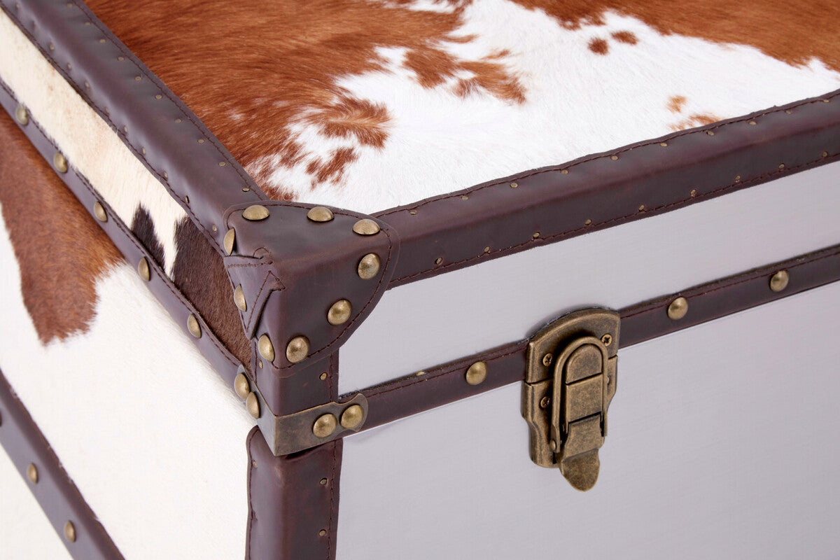Kensington Townhouse Brown And White Cowhide Cabinet