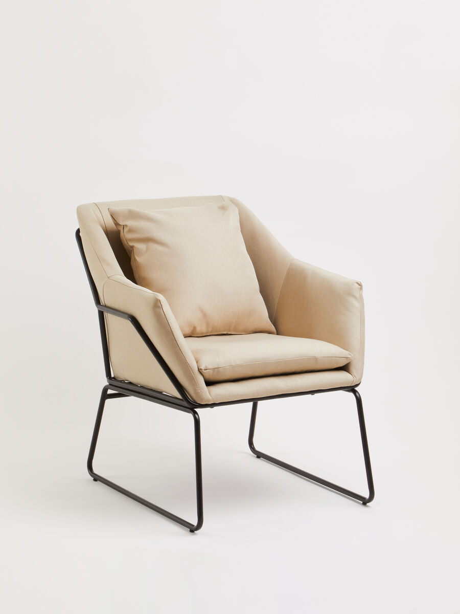 Stockholm Stone Fabric Armchair with Cushion