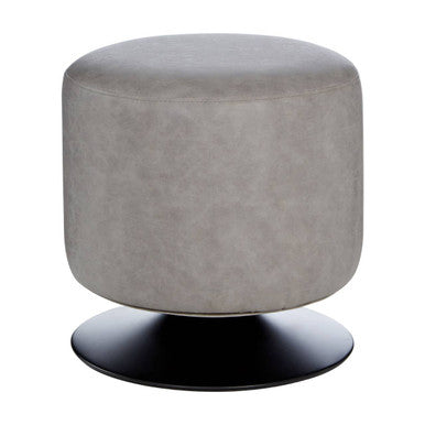 Dalston Grey Leather Effect Pouffe with Cushion