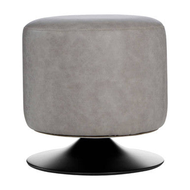 Dalston Grey Leather Effect Pouffe with Cushion