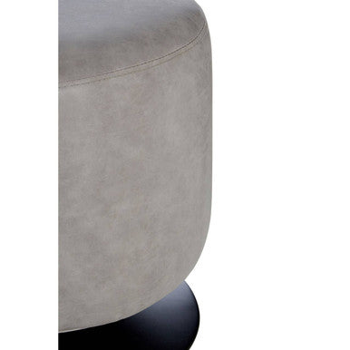 Dalston Grey Leather Effect Pouffe with Cushion