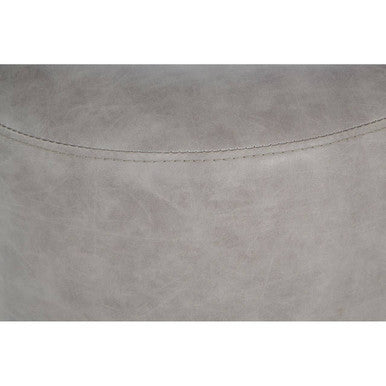 Dalston Grey Leather Effect Pouffe with Cushion
