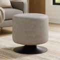 Dalston Grey Leather Effect Pouffe with Cushion