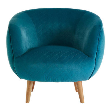 Oscar Teal Fabric Lounge Chair with Curved Back