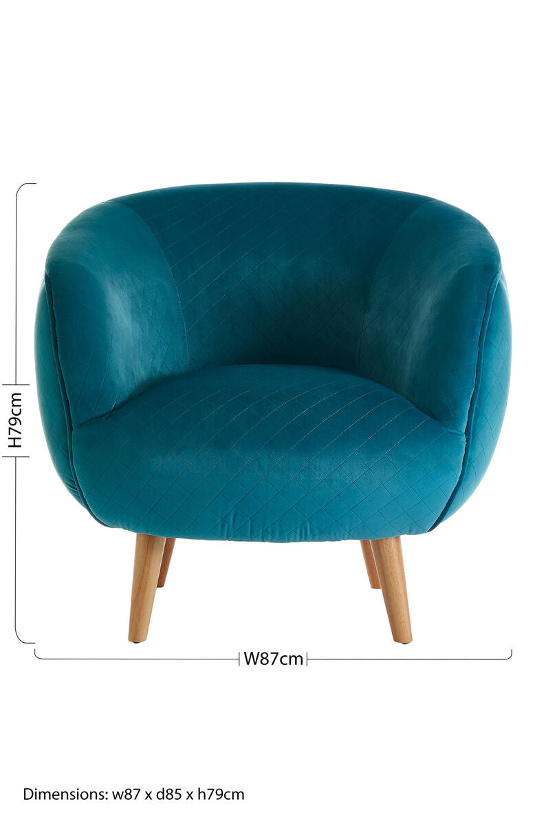 Oscar Teal Fabric Lounge Chair with Curved Back