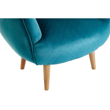 Oscar Teal Fabric Lounge Chair with Curved Back