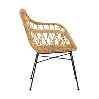 Java Natural Rattan Chair with Geometric Lattice Design